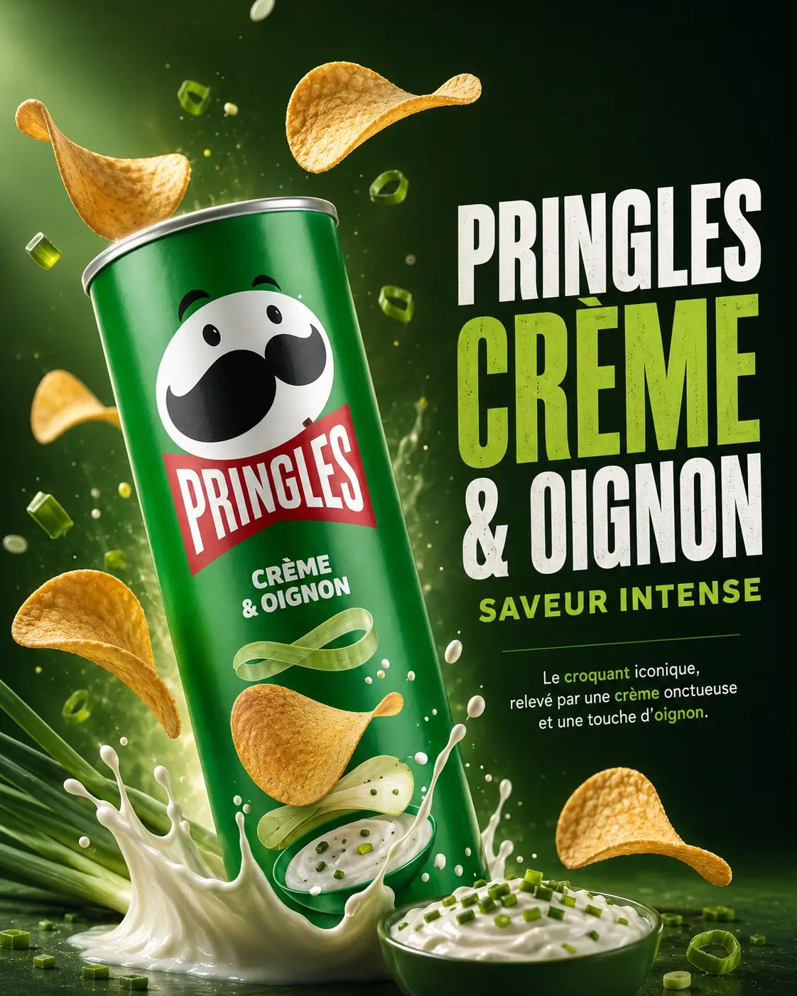 Affiche publicitaire Pringles creme et oignon