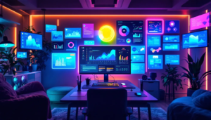 Processus de création d'infographie moderne avec Midjourney et DALL-E, illustrant la créativité et l'impact visuel.