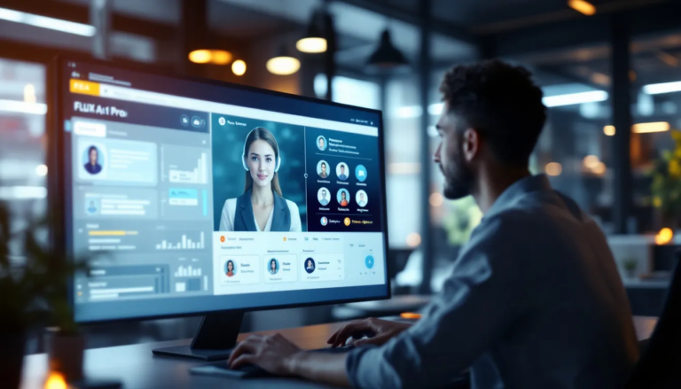 Interface d'un assistant virtuel moderne sur un écran d'ordinateur, illustrant l'amélioration de l'expérience client en temps réel.